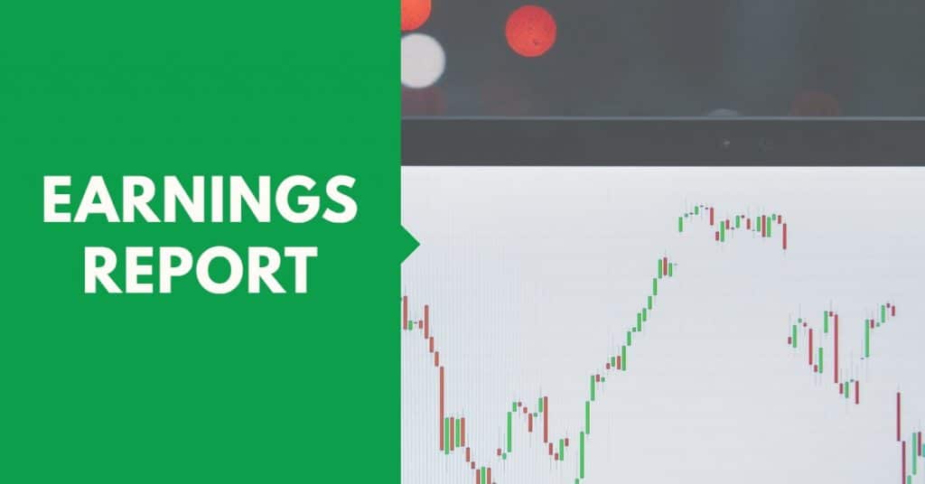 Picture of stock chart with the words earnings report