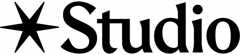Logo for studio.com has a black star and the word studio.