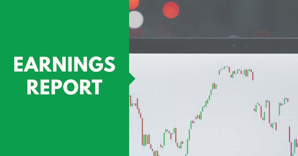 Picture of stock chart with the words earnings report