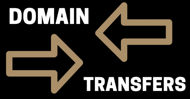 Arrows pointing right and left with the words "domain transfers" in white