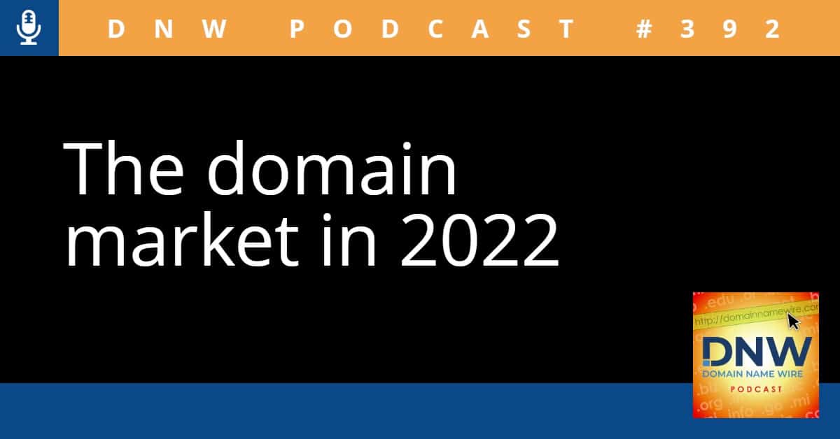 Graphic that says "The domain market in 2022" and "DNW Podcast #392"