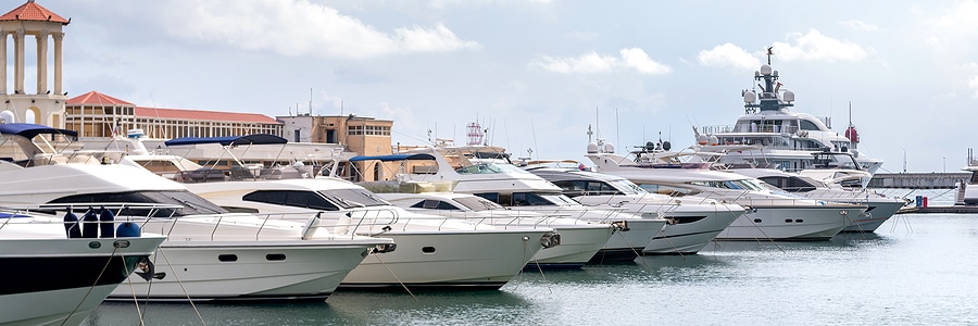 Picture of yachts and speed boats in a harbor
