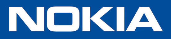 Nokia logo with NOKIA in white letters on blue background.