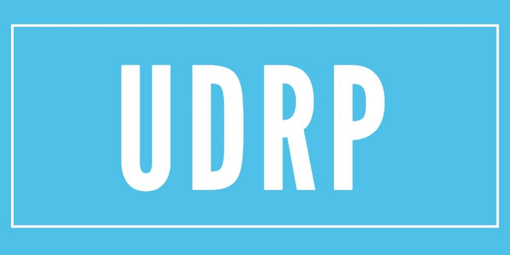 Blue image with the letters UDRP