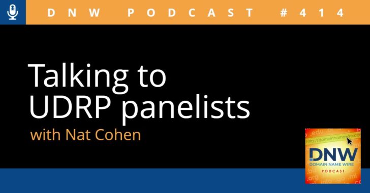The words "Talking to UDRP panelists with Nat Cohen" on a black backgound