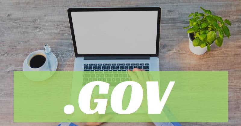 Picture of someone typing at a laptop with the words ".GOV" imprinted on top