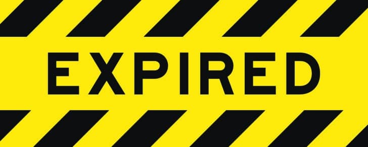 Yellow and black color with line striped label banner with word expired