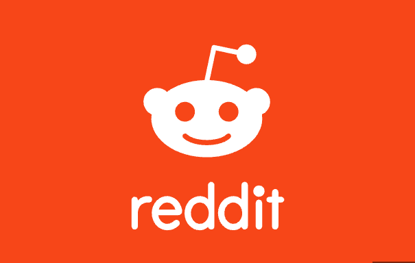 Reddit logo with alien head on orange background