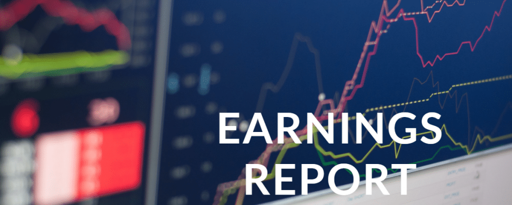 Picture of stock chart with the words "earnings report"