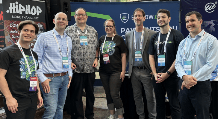 Some of the winners of this year's Escrow.com Master of Domains awards today at NamesCon in Austin. From left, Manuel Rábade, Ryan McKegney, Bill Sweetman, Mauli Fry Mark Daniel, Marko Zitko, Joe Uddeme.