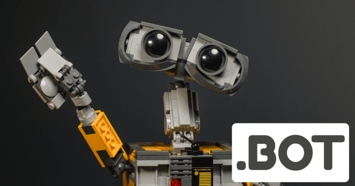 A robot with .bot superimposed in the lower right hand corner