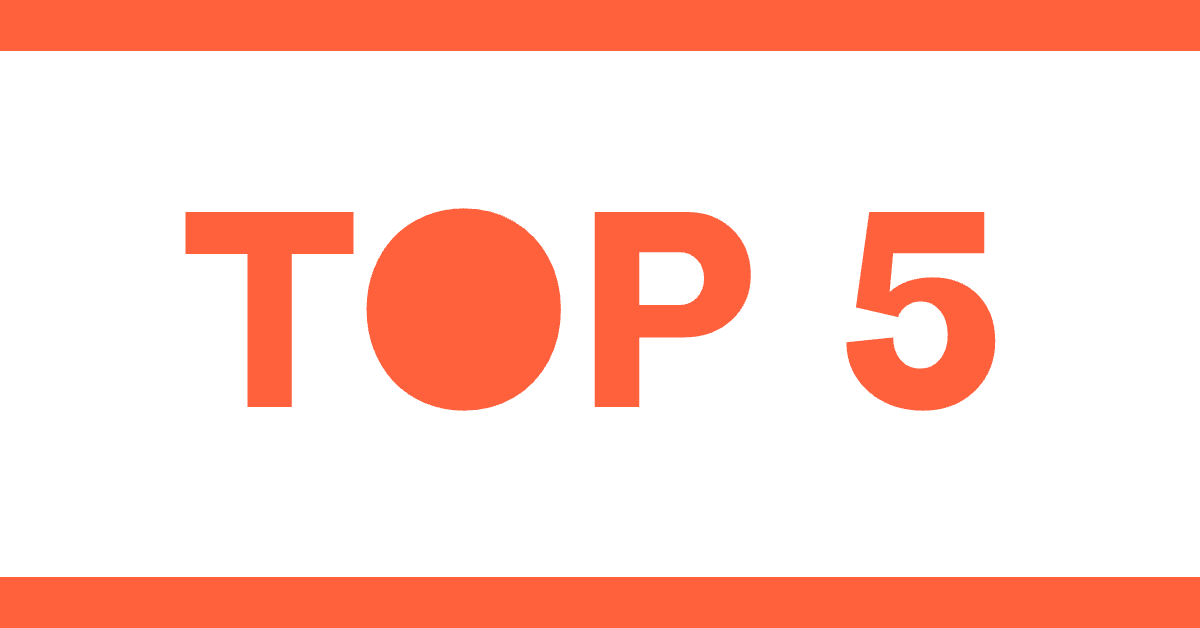 the words "top 5" in salmon color on white background