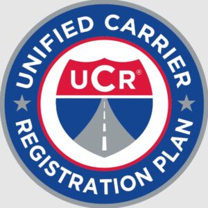 logo for Unified Carrier Registration Plan with UCR on a shield and a highway